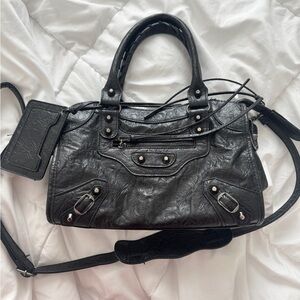 Balenciaga Black Leather Shoulder Bag